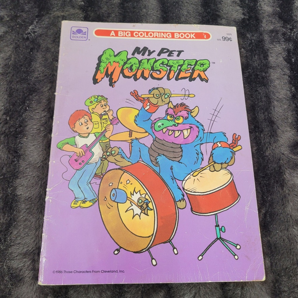 Vintage 1986 My Pet Monster Big Coloring Book Golden 80s Retro Toy Collectible